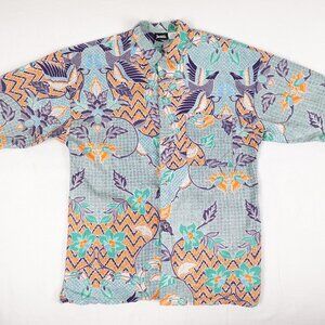 Jantzen Tropical Print Hawaiian Shirt Men's Medium 100% Cotton Short Sleeve
